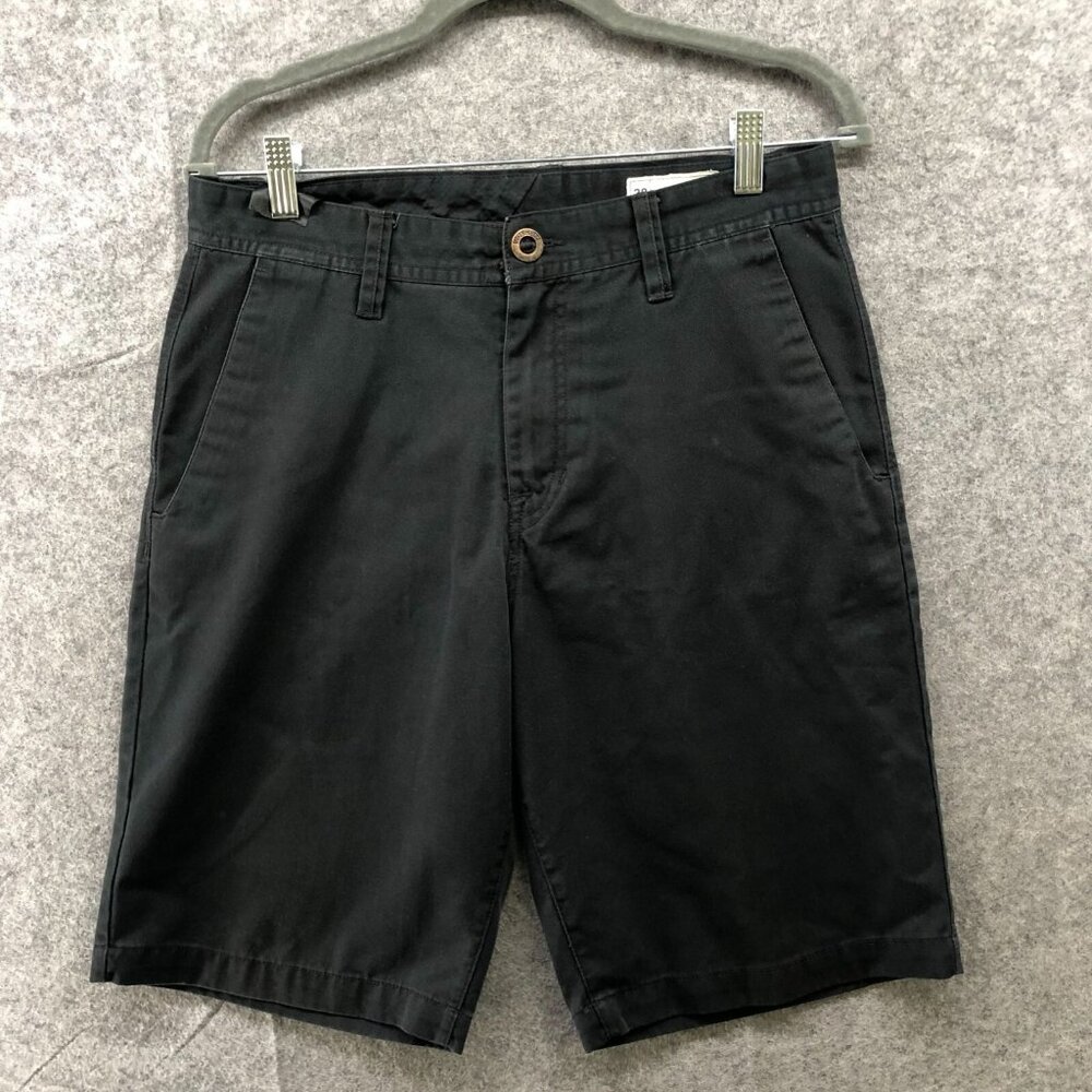 Volcom‎ Black Chino Shorts Mens 30 Skate 10'' Inseam Flat Front